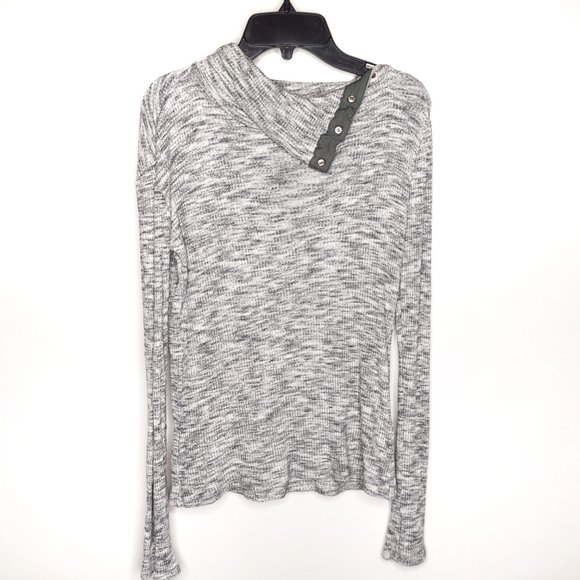 Anthropologie Dolan Blouse Top XS Gray Ribbed Snap - Picture 2 of 8